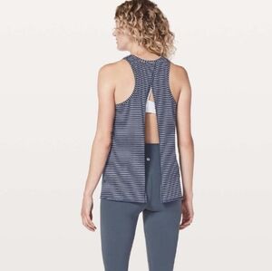Lululemon All Tied Up Tank Modern Stripe Heathered Hero Blue White
